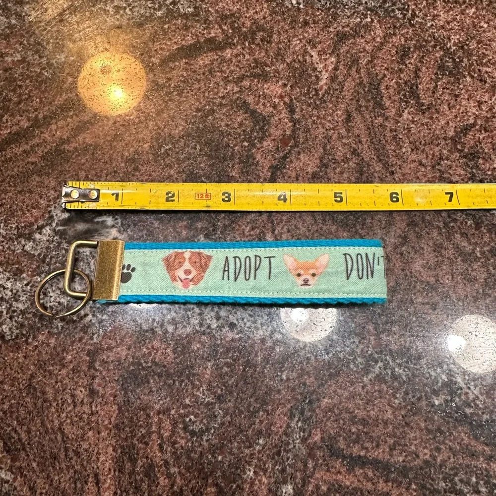 Handmade Adopt Don’t Shop wristlet key fob keychain
